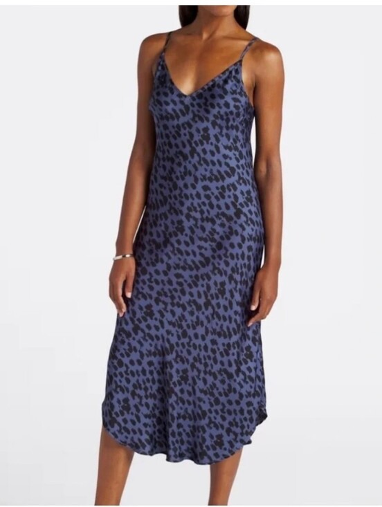 Bella Dahl Dresses & Skirts - NWT Bella Dahl Bexley Bias Slip Midi Dress In Navy Leopard XL